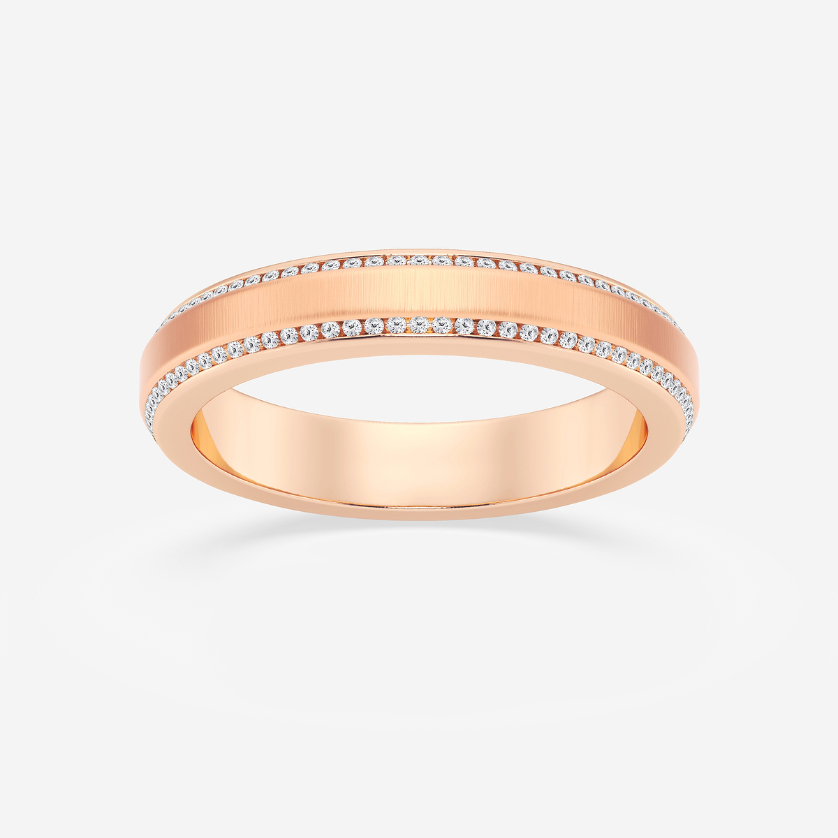 1/2 ctw Round Lab Grown Diamond 4mm Beveled Edge Satin Finish Eternity Band
